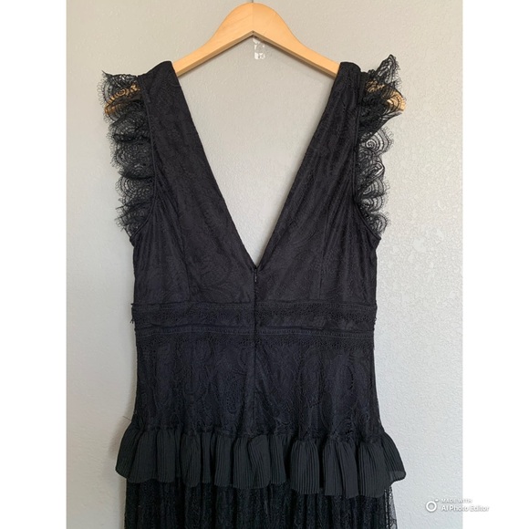 Lulus Large Marvelous Darling Black Lace Ruffled Tiered Maxi Dress NWT Formal - Picture 10 of 16